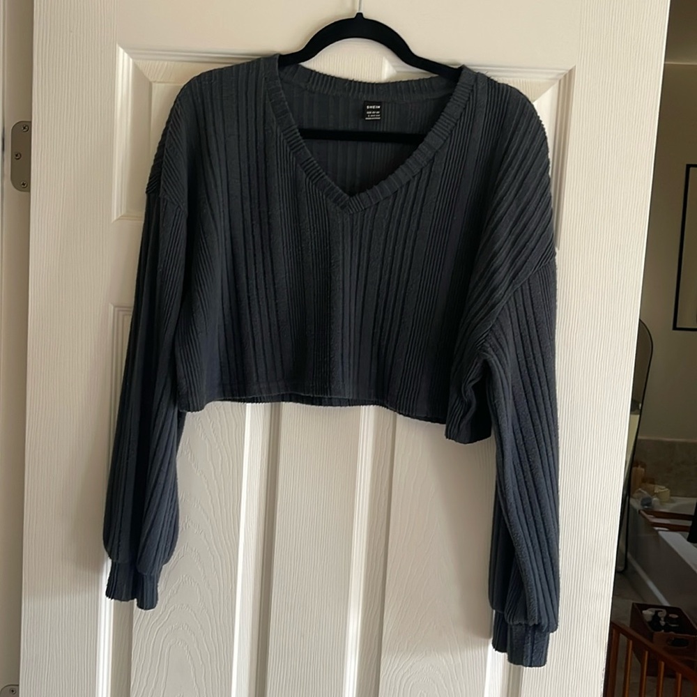 Large, long sleeved crop top